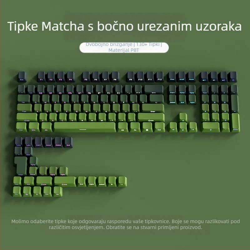 Prozirne PBT kapice tipki s bočnim graviranim uzorcima, mikrobrušena površina, 131 tipka, sublimacija boje u šest boja, moderno, kompatibilno s mehaničkim tipkovnicama