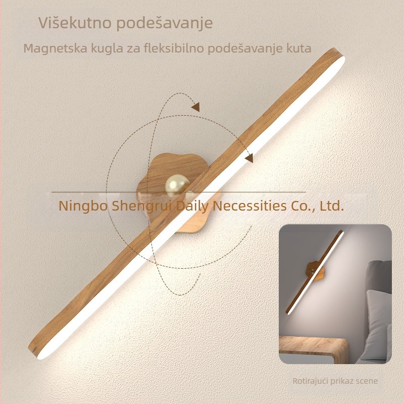 Prekogranična rotirajuća noćna lampa u tri boje, zidna lampa, svjetlo za punjenje, magnetska lampa za ogledalo za šminkanje, lampa na dodir, demontaža ormarića