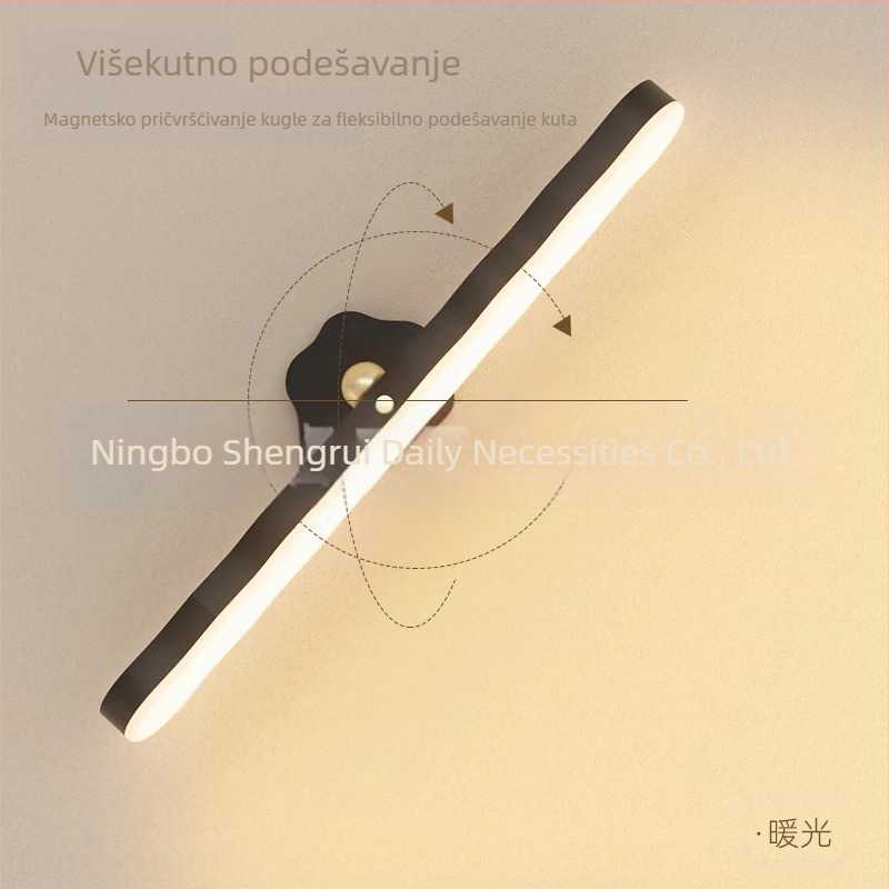 Prekogranična rotirajuća noćna lampa u tri boje, zidna lampa, svjetlo za punjenje, magnetska lampa za ogledalo za šminkanje, lampa na dodir, demontaža ormarića