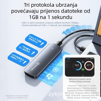 ventilator tiger m.2 SSD kutija za tvrdi disk m2 sata/nvme protokol vanjski ssd kutija za mobilni tvrdi disk