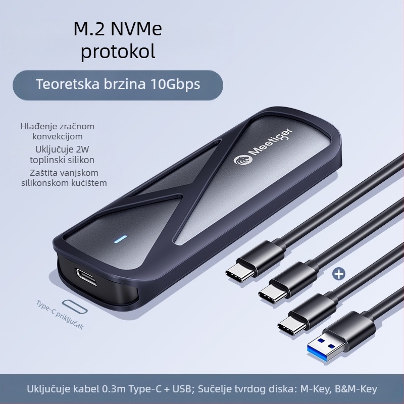 ventilator tiger m.2 SSD kutija za tvrdi disk m2 sata/nvme protokol vanjski ssd kutija za mobilni tvrdi disk