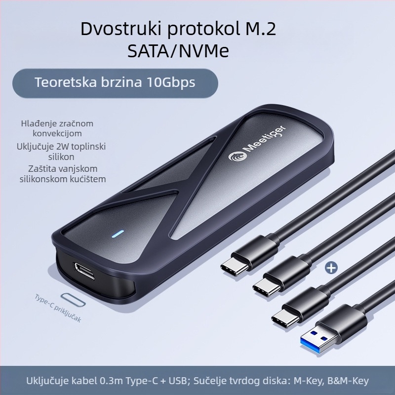 ventilator tiger m.2 SSD kutija za tvrdi disk m2 sata/nvme protokol vanjski ssd kutija za mobilni tvrdi disk