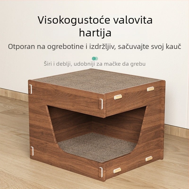 Ploča za grebanje za mačke, mačje gnijezdo, integrirano, otporno na habanje, otporno na otpad, brusilica za kandže, izdržljiva kućica za mačje kandže od valovitog papira, kućica za mačke, vila