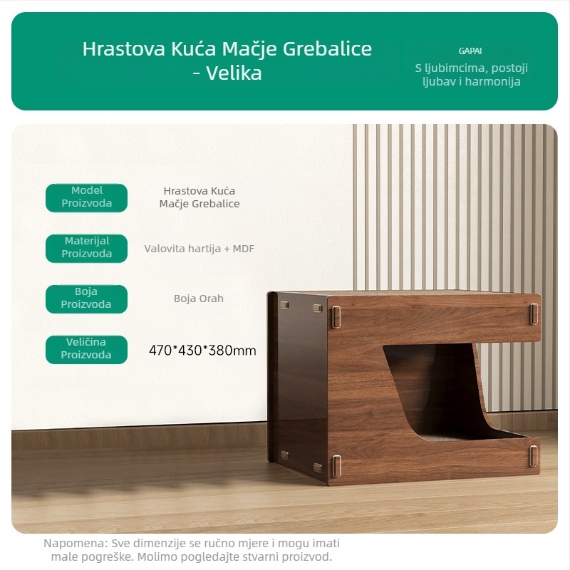 Ploča za grebanje za mačke, mačje gnijezdo, integrirano, otporno na habanje, otporno na otpad, brusilica za kandže, izdržljiva kućica za mačje kandže od valovitog papira, kućica za mačke, vila