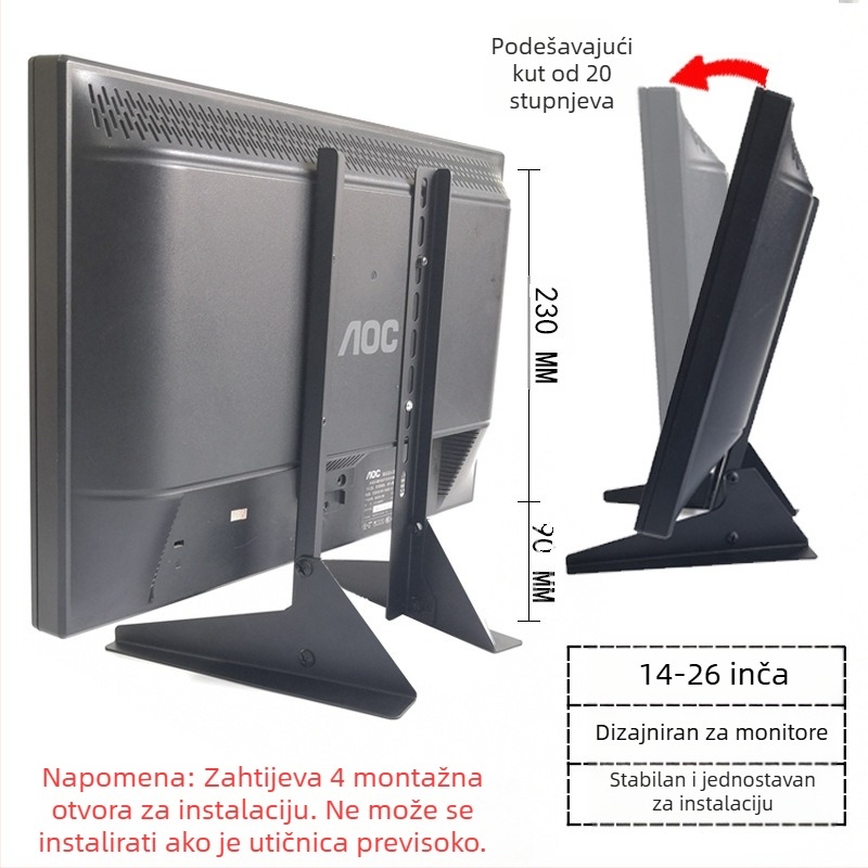 TV postolje 17/32/43 bez bušilice, nosač za podizanje radne površine, univerzalni držač za monitor stolnog računala