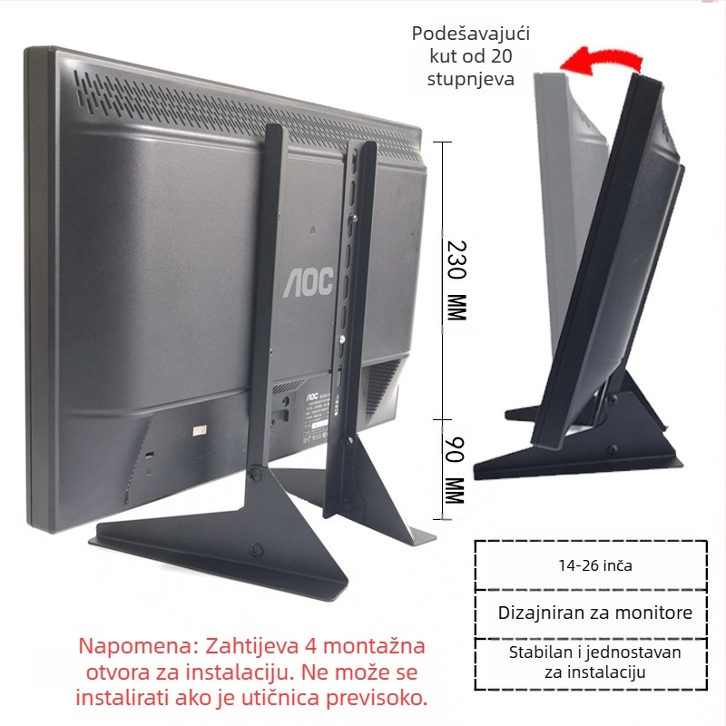 TV postolje 17/32/43 bez bušilice, nosač za podizanje radne površine, univerzalni držač za monitor stolnog računala