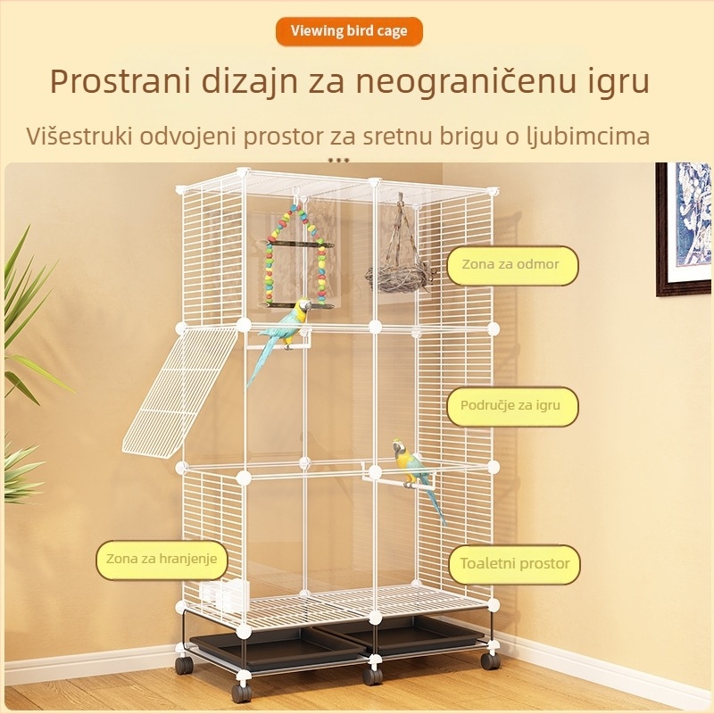 Prozirni ukrasni kavez za papigu papigu Xuanfeng, božur, ptica, izvezeno oko, kućanstvo, velika veličina, vila, metalni dom, veliki prostor