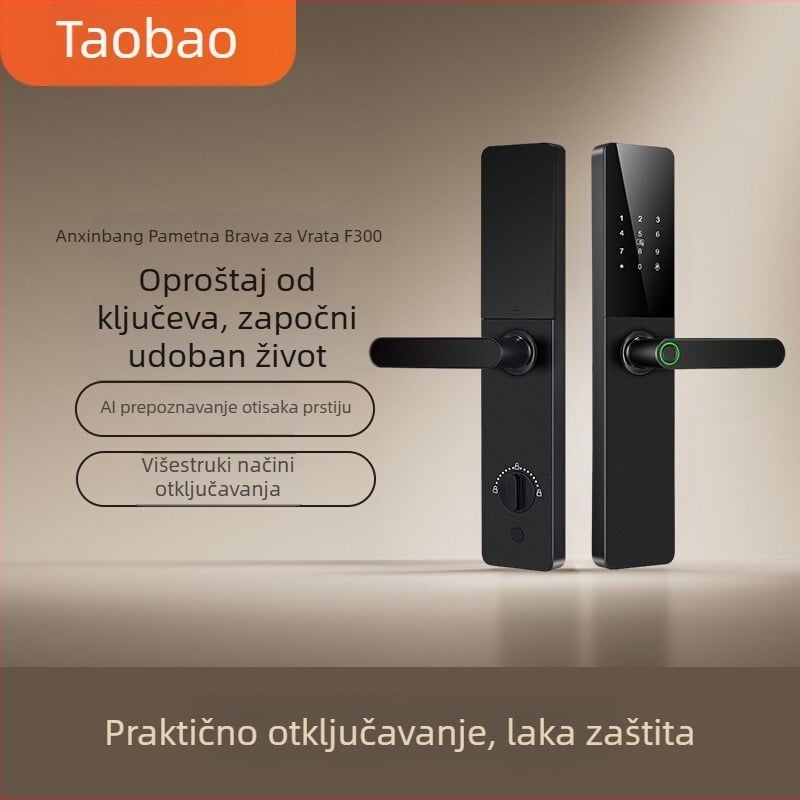 Besplatna dostava Pametna brava za vrata s prepoznavanjem lica Automatska brava s otiskom prsta Brava s lozinkom Kućna sigurnosna vrata Elektronička brava s drvenim vratima