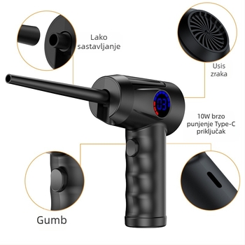 Eksplozivni pametni digitalni zaslon, praktično punjenje, mini ručni uređaj za čišćenje, pumpanje automobila, bežični super puhač prašine