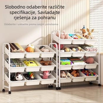 Stalak za pohranu dječjih igračaka, višeslojni pomični stalak za pohranu, polica za knjige, podni stalak za dnevni boravak, ormarić za pohranu u vrtiću, završni stalak