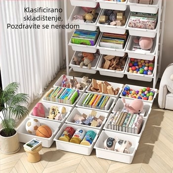 Stalak za pohranu dječjih igračaka, višeslojni pomični stalak za pohranu, polica za knjige, podni stalak za dnevni boravak, ormarić za pohranu u vrtiću, završni stalak