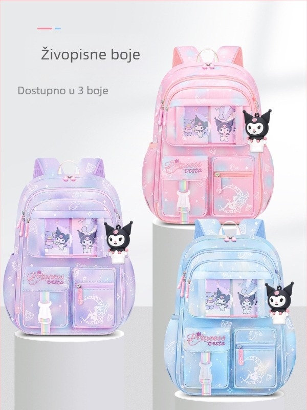 Školska torba s vratima hladnjaka i otvaranjem za djevojčice prvog razreda, vodootporna zaštita grebena za učenice osnovne škole, kulomi 3-6 djevojčica za smanjenje opterećenja