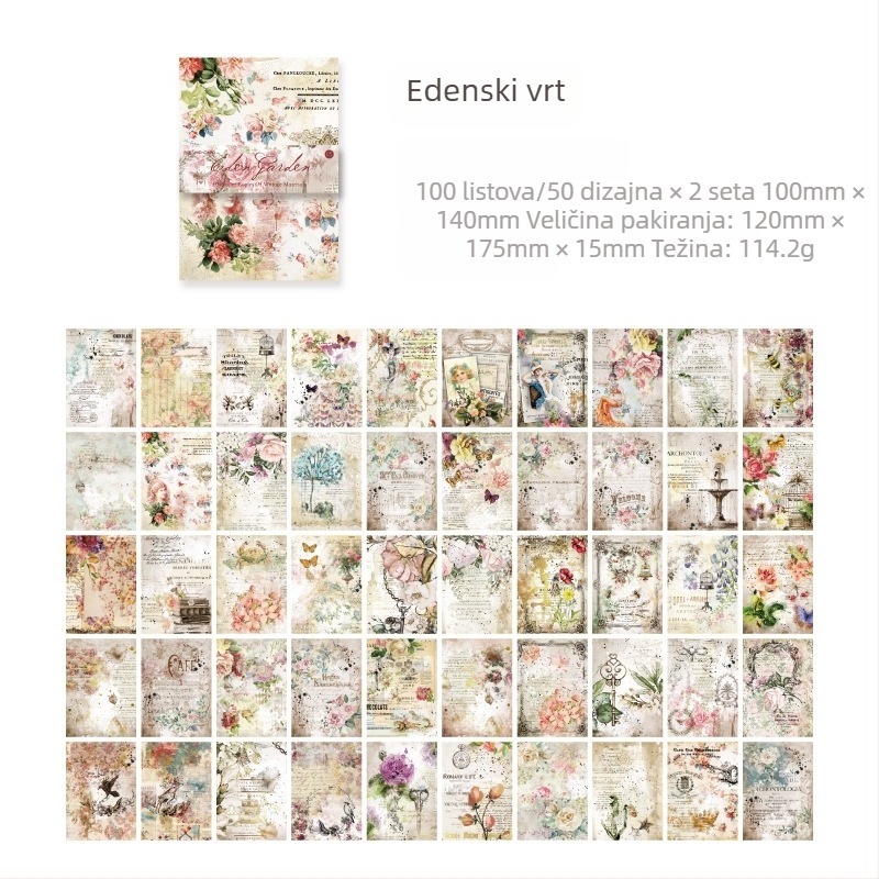 Momo Retro Materijal Papir Dinastija i Večernja Serija Priručnik za Kolaž DIY Ukrasni Osnovni Materijal 100 Komada