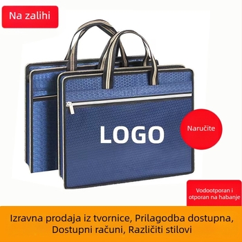 Veleprodaja prijenosnih Oxford platnenih aktovki za konferencije s patentnim zatvaračem za dokumente, torba za pohranu podataka, torba za dokumente s otisnutim logotipom