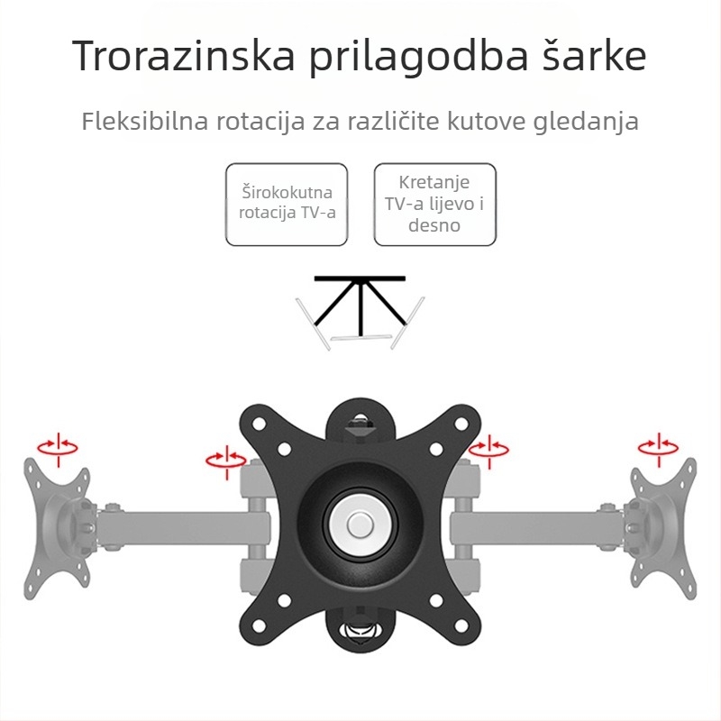 Nosač za LCD monitor računala, zidni rotirajući uvlačivi vješalica za TV, univerzalna zidna polica