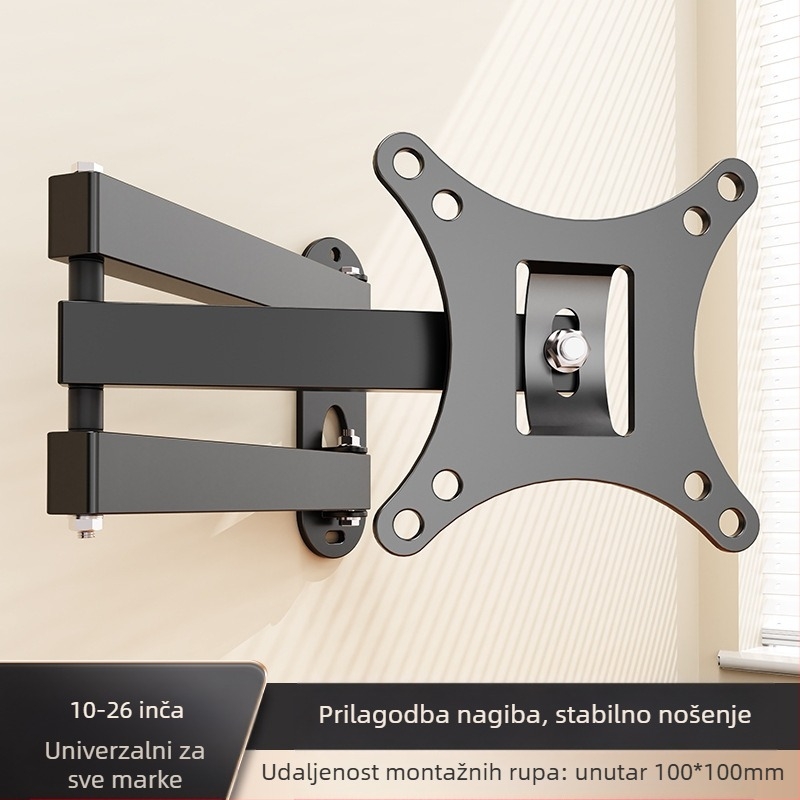 Nosač za LCD monitor računala, zidni rotirajući uvlačivi vješalica za TV, univerzalna zidna polica