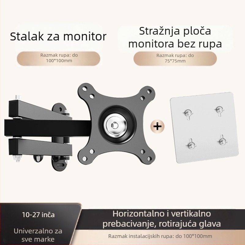 Nosač za LCD monitor računala, zidni rotirajući uvlačivi vješalica za TV, univerzalna zidna polica