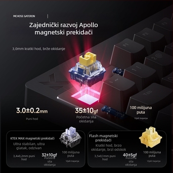 Mchose Mix87 Magnetska osa E-Sports mehanička tipkovnica Argb svjetlosni efekt prilagođena žičana tipkovnica za igranje