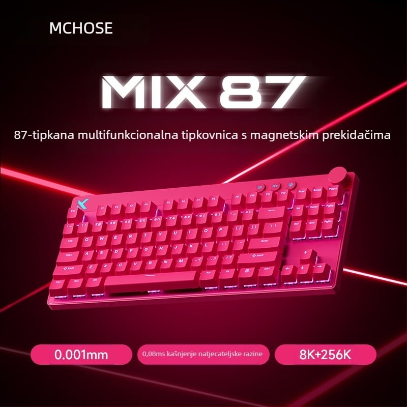 Mchose Mix87 Magnetska osa E-Sports mehanička tipkovnica Argb svjetlosni efekt prilagođena žičana tipkovnica za igranje