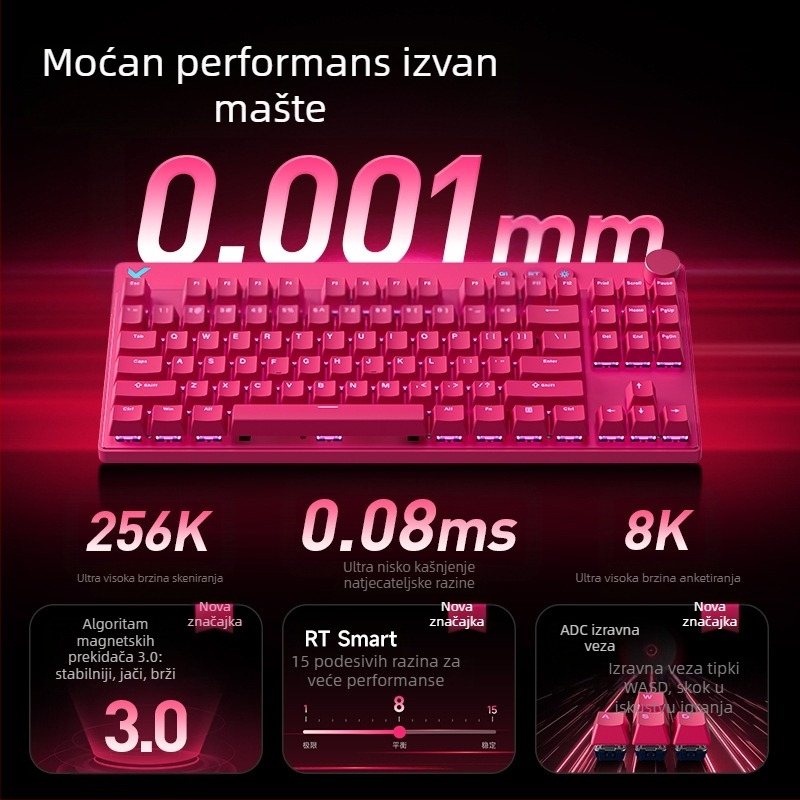 Mchose Mix87 Magnetska osa E-Sports mehanička tipkovnica Argb svjetlosni efekt prilagođena žičana tipkovnica za igranje