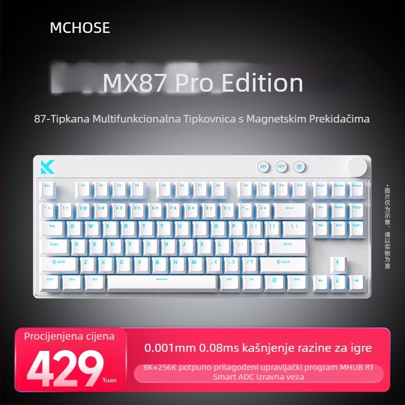 Mchose Mix87 Magnetska osa E-Sports mehanička tipkovnica Argb svjetlosni efekt prilagođena žičana tipkovnica za igranje