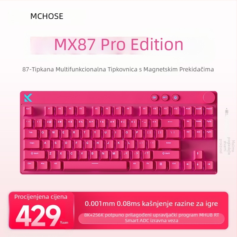 Mchose Mix87 Magnetska osa E-Sports mehanička tipkovnica Argb svjetlosni efekt prilagođena žičana tipkovnica za igranje
