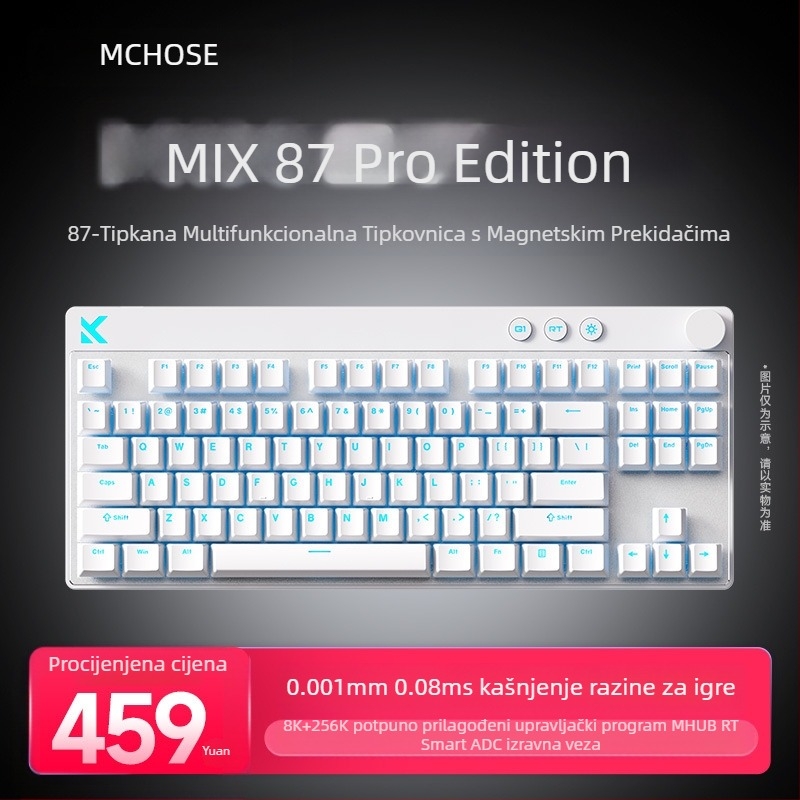 Mchose Mix87 Magnetska osa E-Sports mehanička tipkovnica Argb svjetlosni efekt prilagođena žičana tipkovnica za igranje