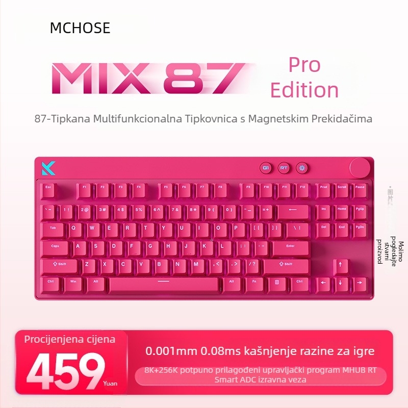 Mchose Mix87 Magnetska osa E-Sports mehanička tipkovnica Argb svjetlosni efekt prilagođena žičana tipkovnica za igranje