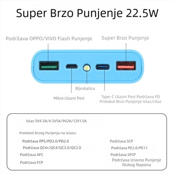 4 18650 brzo punjenje 22,5 W mobilno napajanje, set za punjenje bez zavarivanja, komplet za punjenje Treasure Flash, odvojivi