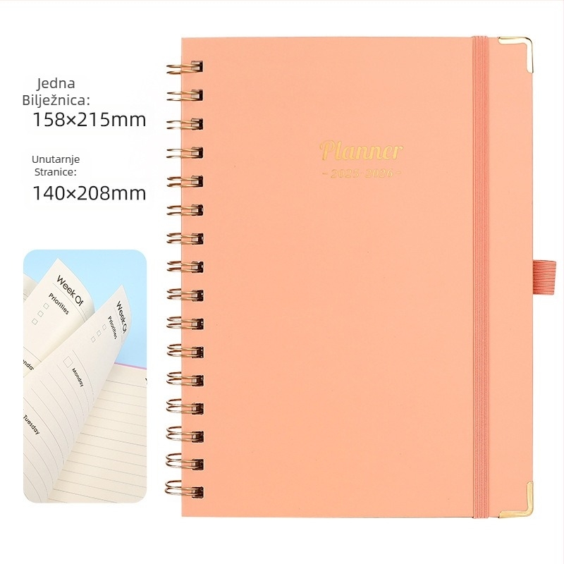 Američki tjedni plan A5 Coil bilježnica horizontalna bilježnica raspored bilježnica engleski dnevnik studentski blok veleprodaja