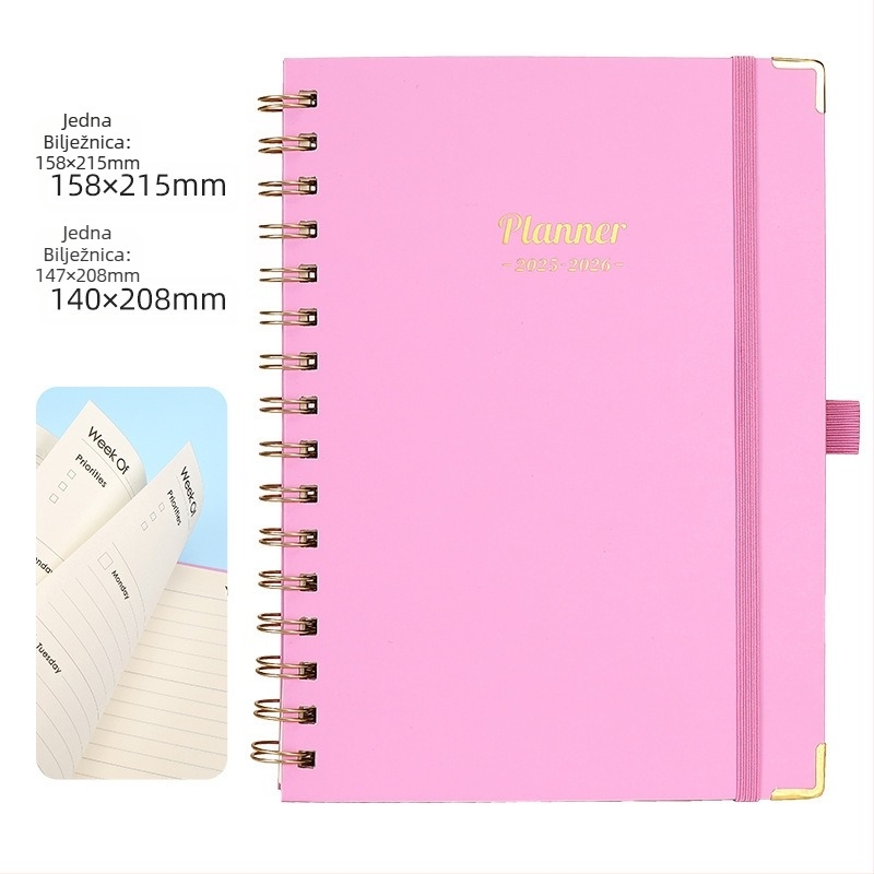 Američki tjedni plan A5 Coil bilježnica horizontalna bilježnica raspored bilježnica engleski dnevnik studentski blok veleprodaja