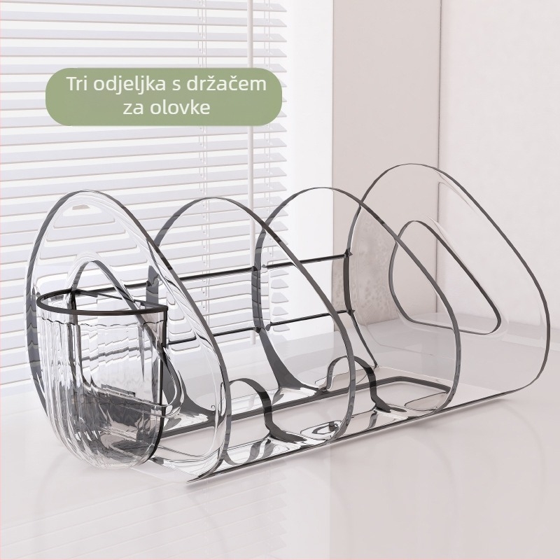 Stolna polica za knjige, kutija za pohranu, prozirni stalak za studentske knjige, razdjelnik, akrilni držač za olovke