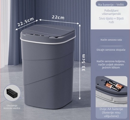 25 godina stara nova pametna kanta za smeće s ugrađenim plavim svjetlećim prstenom za pritisak, preklopnim poklopcem od 18 l, rotirajućim uzorkom, pametna kanta za smeće s senzorom