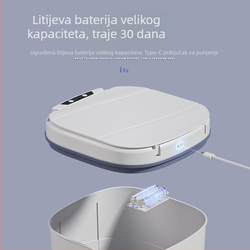 25 godina stara nova pametna kanta za smeće s ugrađenim plavim svjetlećim prstenom za pritisak, preklopnim poklopcem od 18 l, rotirajućim uzorkom, pametna kanta za smeće s senzorom