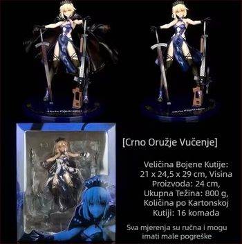 Anime Veleprodaja Moj kralj Hesseba Vučni pištolj Crna glupa figura Model Ukras