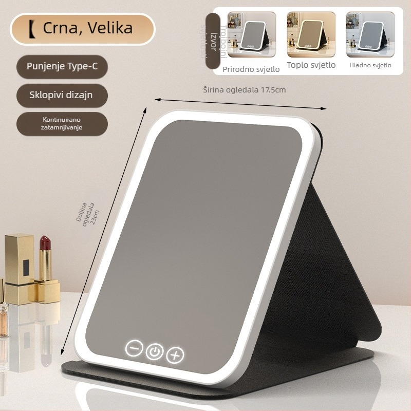 HD ogledalo za šminkanje stolna LED lampa stolno ogledalo za toaletni stol s lampom malo ogledalo praktično studentski dom sklopivo novi proizvod