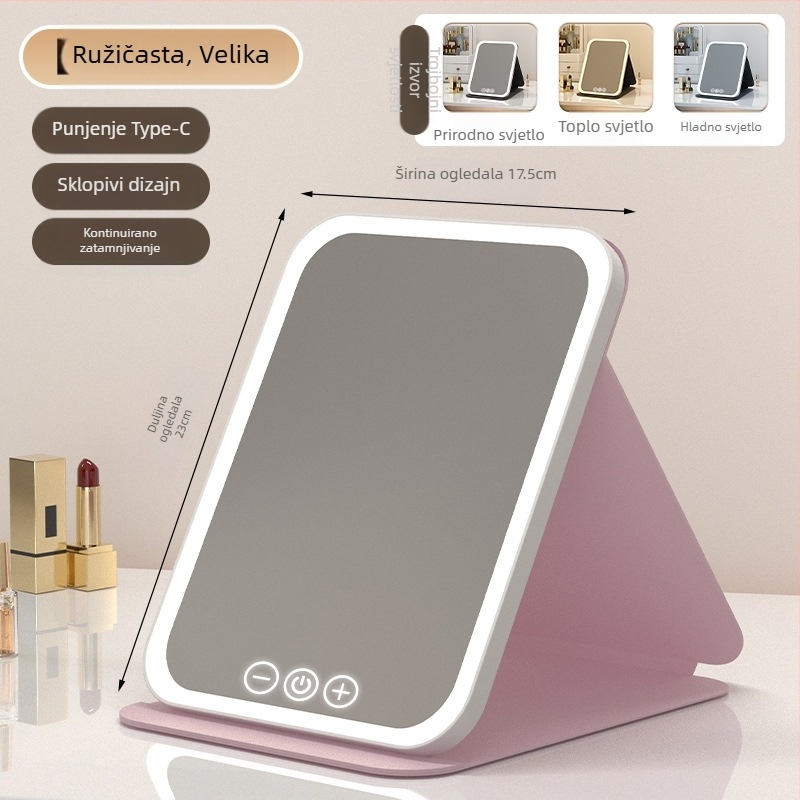 HD ogledalo za šminkanje stolna LED lampa stolno ogledalo za toaletni stol s lampom malo ogledalo praktično studentski dom sklopivo novi proizvod