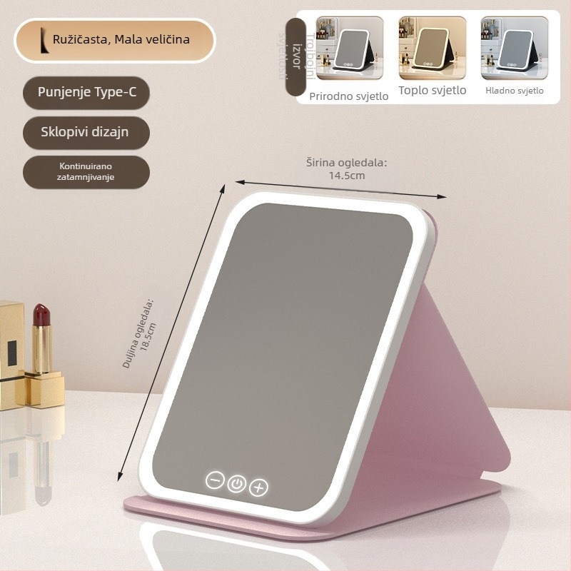 HD ogledalo za šminkanje stolna LED lampa stolno ogledalo za toaletni stol s lampom malo ogledalo praktično studentski dom sklopivo novi proizvod