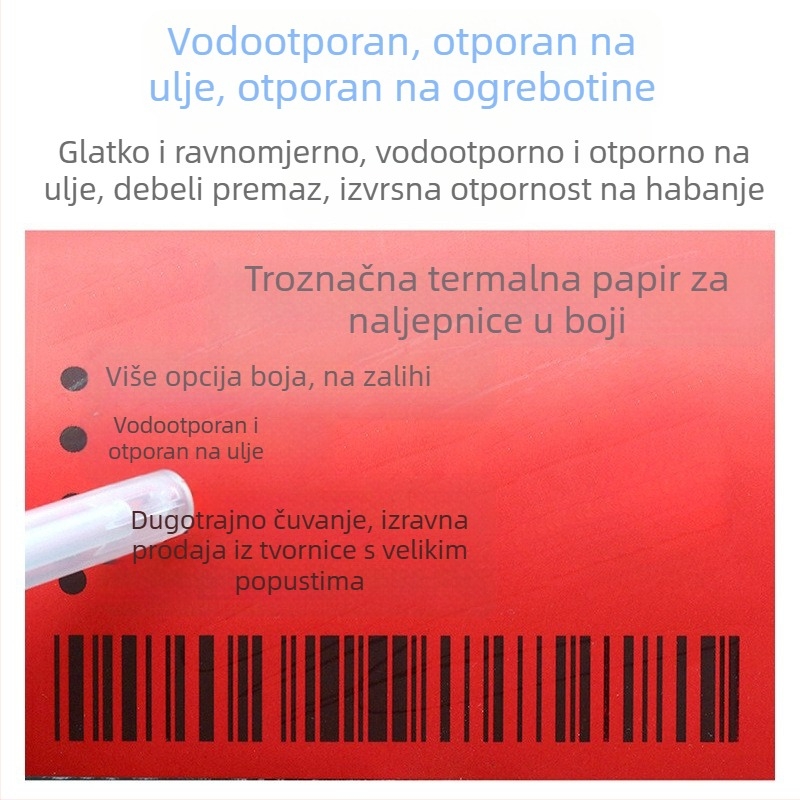 Termalni papir s tri boje, samoljepljivi papir za etikete, crvena žuta plava zelena smeđa boja, termalni papir za ispis etiketa s tri boje