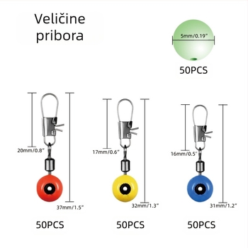 200 komada trobojnih blokova perli za morski ribolov, set blokova morskog graha u obliku svemirskog graha, set sjedala za plutanje u obliku svemirskog graha u obliku 8 prstenova, morski grah s konektorom