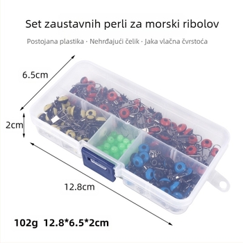 200 komada trobojnih blokova perli za morski ribolov, set blokova morskog graha u obliku svemirskog graha, set sjedala za plutanje u obliku svemirskog graha u obliku 8 prstenova, morski grah s konektorom