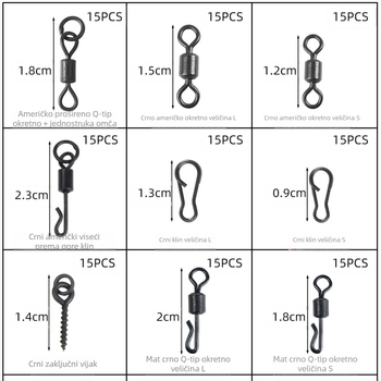 300 komada pribora za ribolov Kuou šarana u europskom stilu, set crijeva za grah, okretni pribor za ribolov preko granice