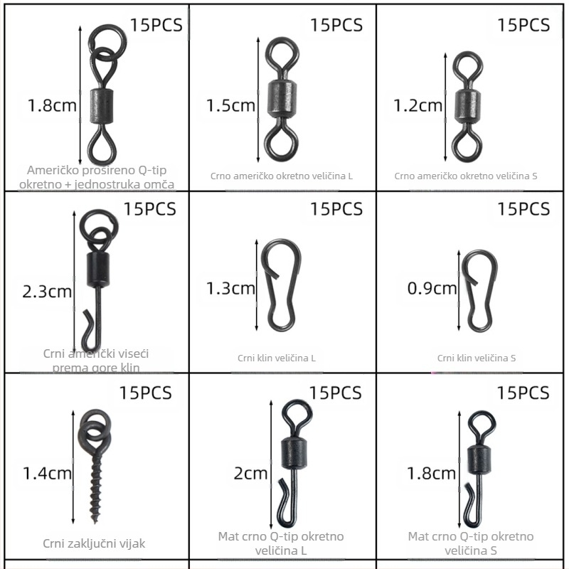 300 komada pribora za ribolov Kuou šarana u europskom stilu, set crijeva za grah, okretni pribor za ribolov preko granice