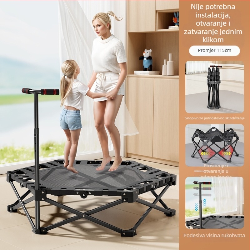 Trampolin na sklapanje jednim klikom za kućnu upotrebu, dječji trampolin, krevet za skakanje za bebe, oprema za kućni fitness, sklopivi trampolin