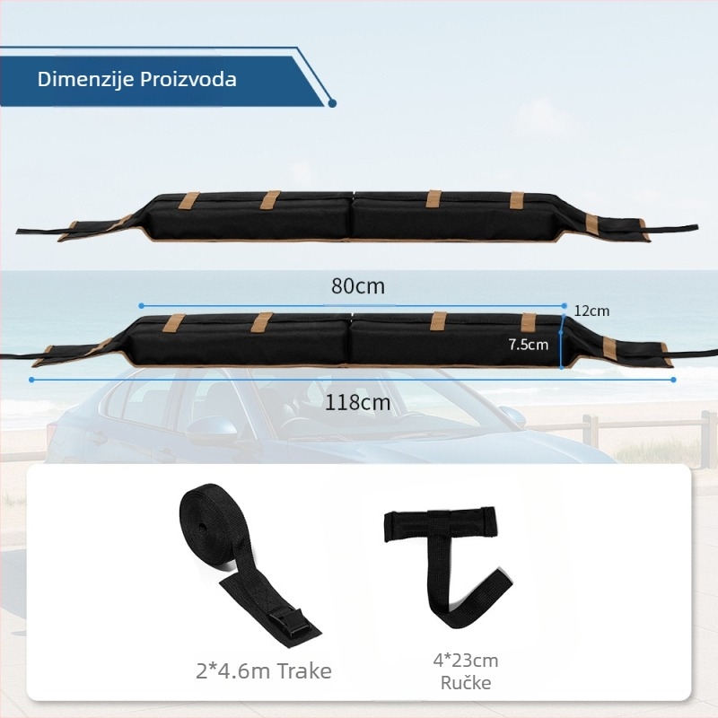 Mekana podloga za krov automobila, krovni nosač za prtljagu, zaštitna navlaka za dasku za surfanje, snowboard, protuklizna krovna mekana podloga za prtljagu