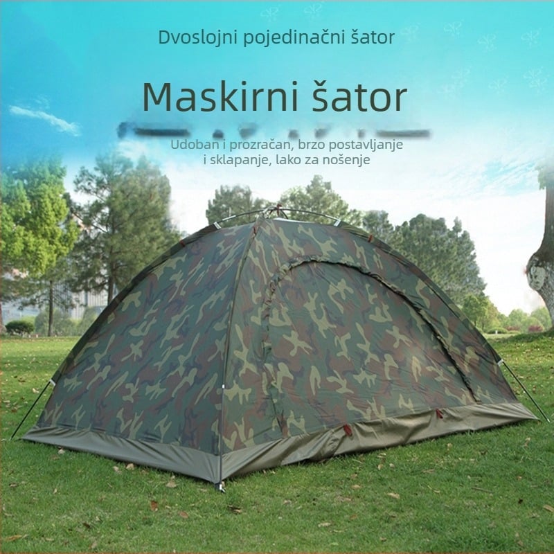 Shengyuan Vanjski šator za 2 osobe Dvostruki kamperski šator za 3-4 osobe Kamuflažni šator za parove na plaži
