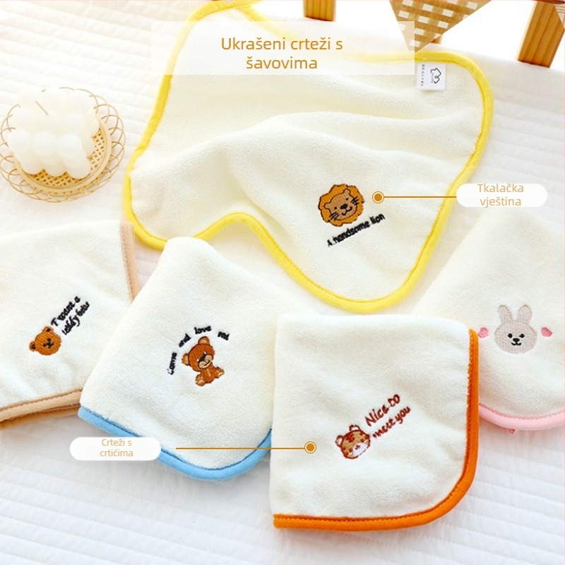 Mekani dječji gaza ručnik u boji s kvadratnim rubom, mali dječji kvadratni ručnik za lice za vrtić 30*30 cm