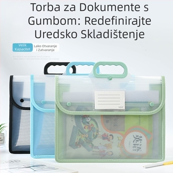 Prozirna vrećica za dokumente, vodootporna polipropilenska vrećica s kopčama, vrećica za pohranu za studentske testove velikog kapaciteta, vrećica za informacije A4 formata, torba za podučavanje
