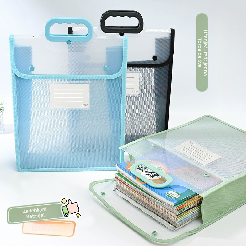 Prozirna vrećica za dokumente, vodootporna polipropilenska vrećica s kopčama, vrećica za pohranu za studentske testove velikog kapaciteta, vrećica za informacije A4 formata, torba za podučavanje
