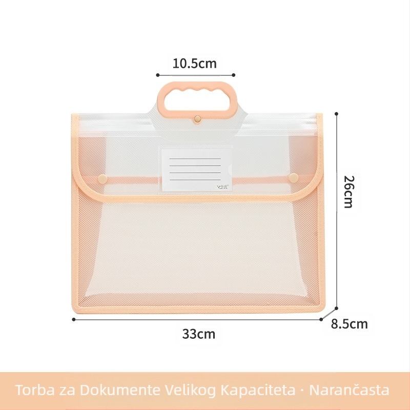 Prozirna vrećica za dokumente, vodootporna polipropilenska vrećica s kopčama, vrećica za pohranu za studentske testove velikog kapaciteta, vrećica za informacije A4 formata, torba za podučavanje